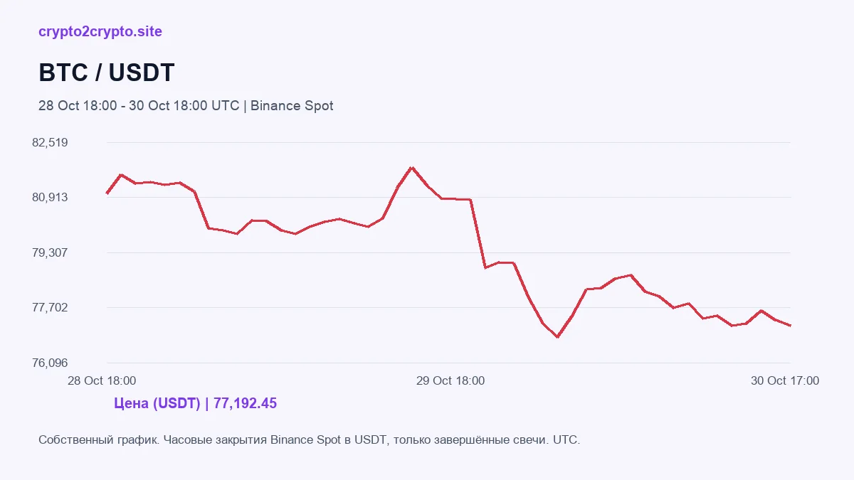 BTC: Собственный график. Часовые закрытия Binance Spot в USDT, только завершённые свечи. UTC.